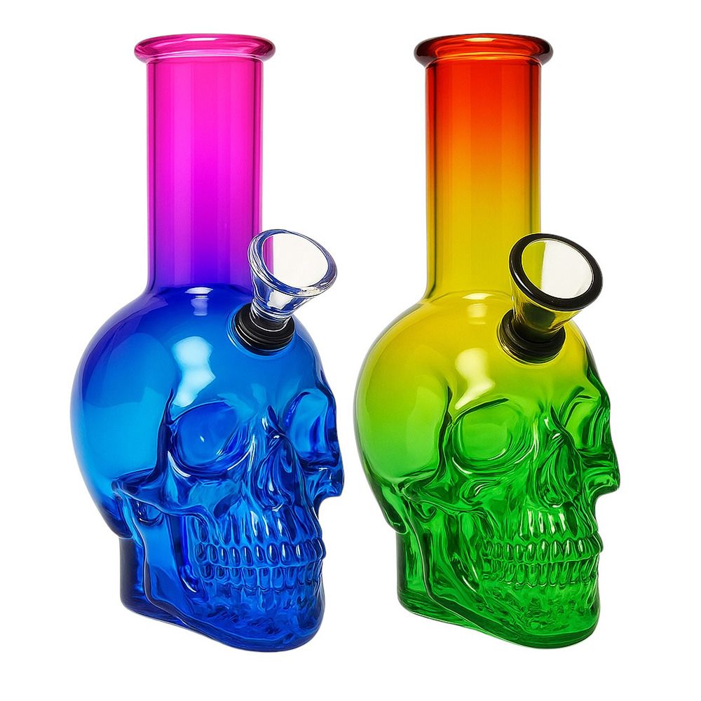 Small Colourful Skull Glass Bong