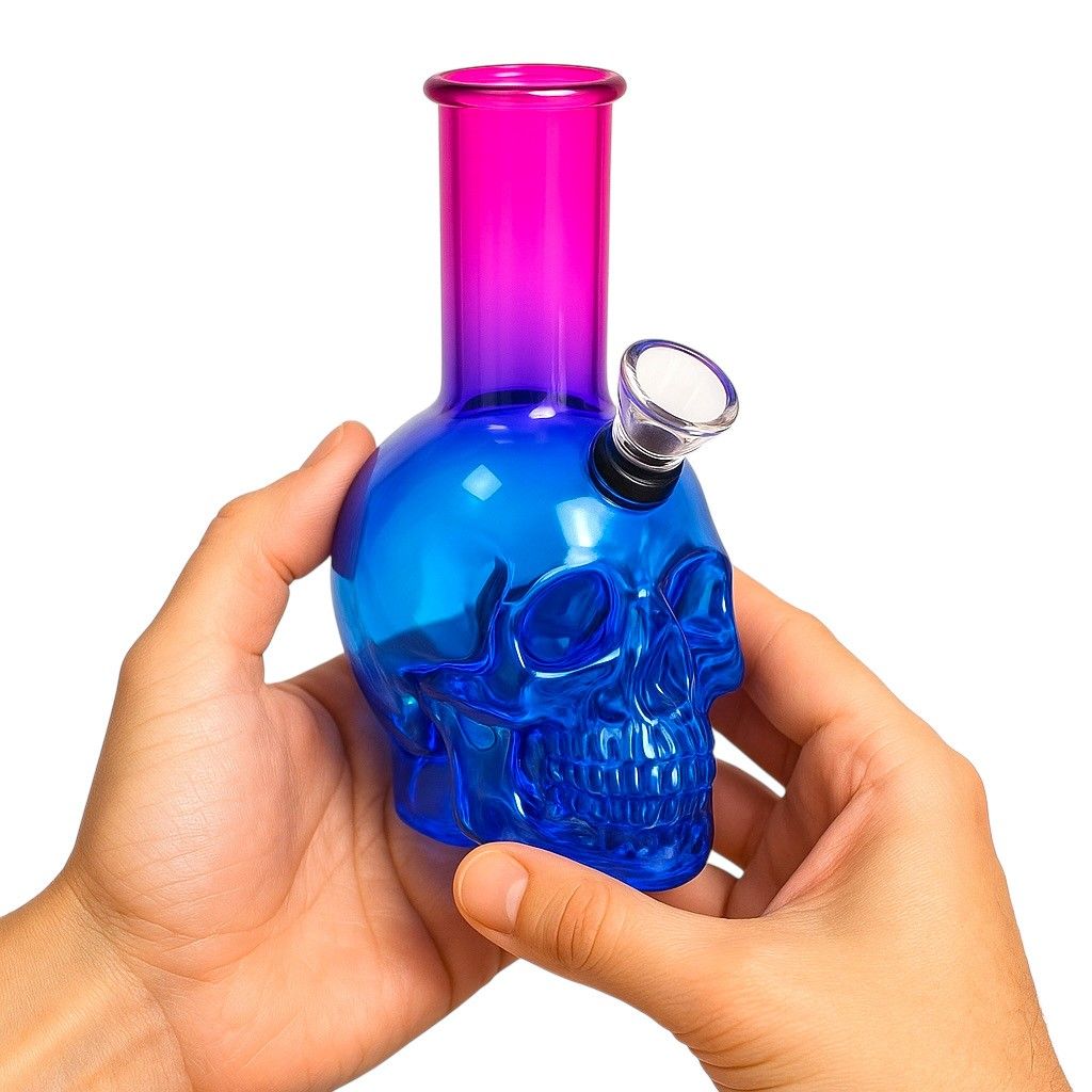 Small Colourful Skull Glass Bong