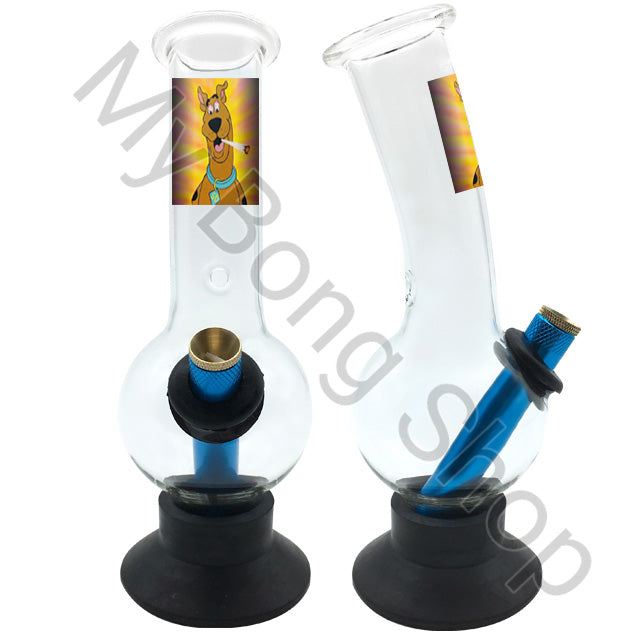 Small Glass Bong with Rubber Base (20cm)-Scooby