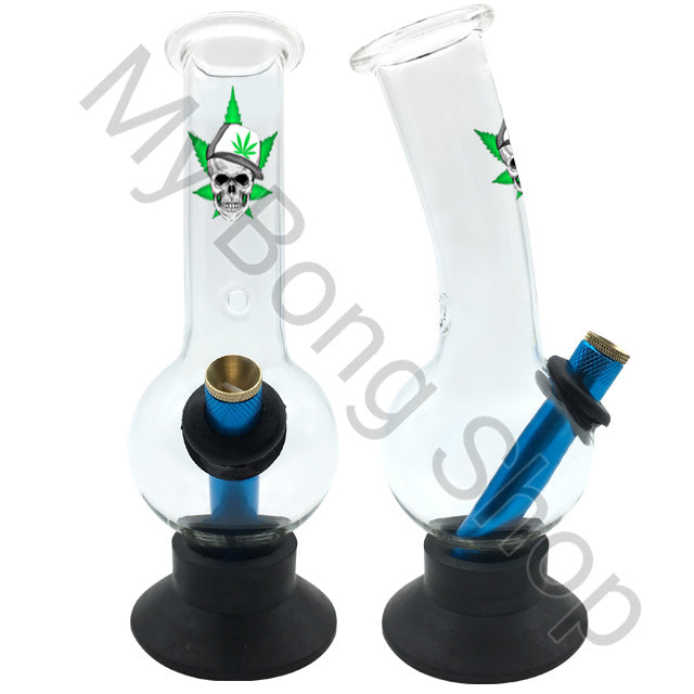 Small Glass Bong with Rubber Base (20cm)-Crazy Skull