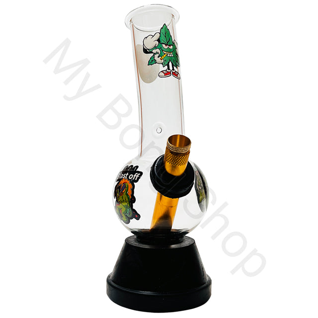 Small Glass Bong with Rubber Base (20cm)-Crazy Leaf