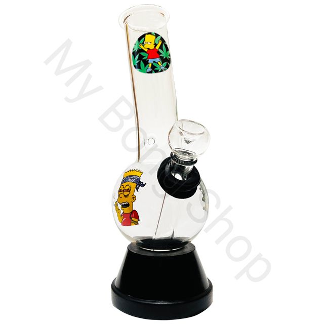 Small Glass Bong with Glass Stem and Cone Crazy Bart