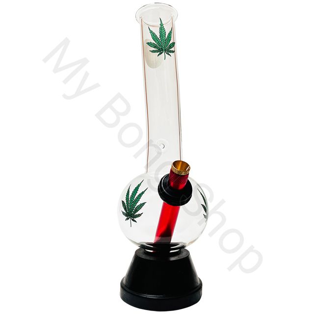 Medium Glass Bong Green Leaf