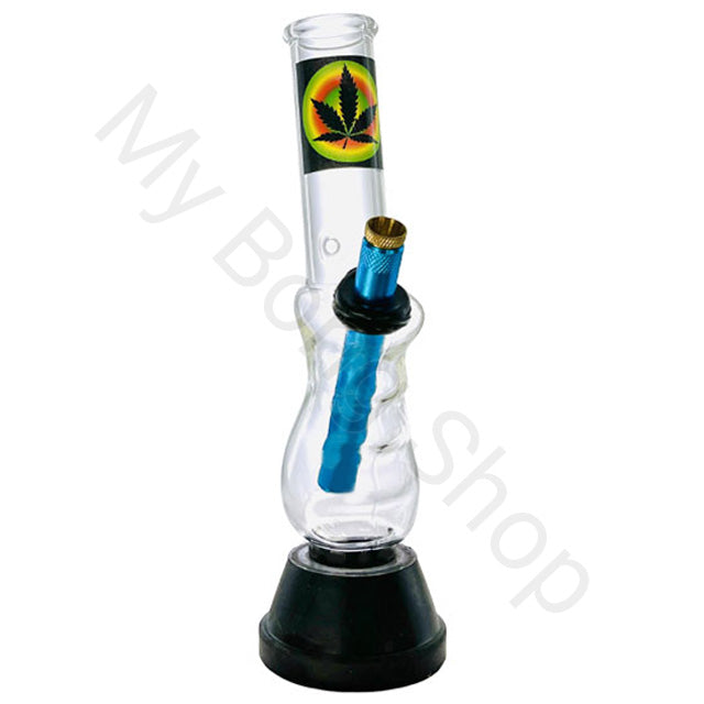 Medium Gripper Glass Bong (25cm)-Rainbow Leaf