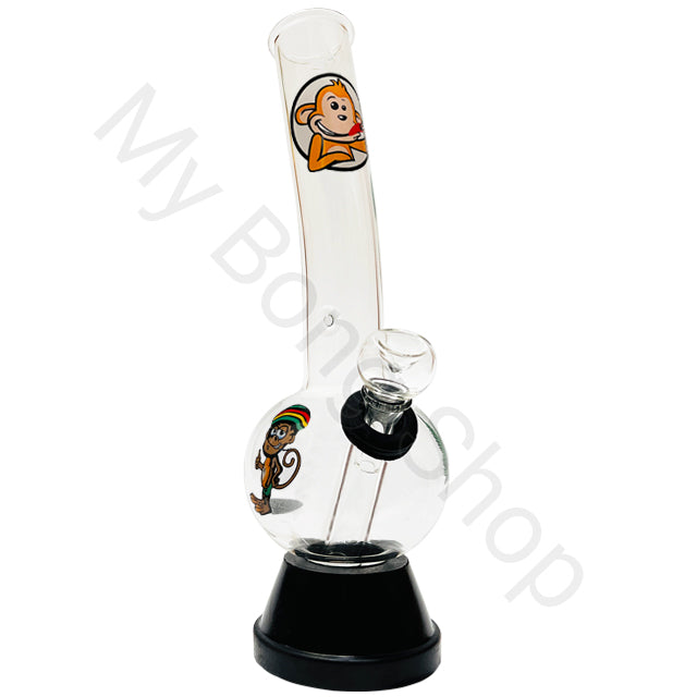 Medium Glass Bong with Glass Stem/Cone (25cm)-Smoking Monkey