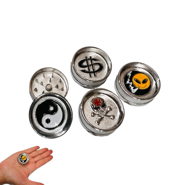 Mini Metal Grinder with Printed Design (2 Piece)