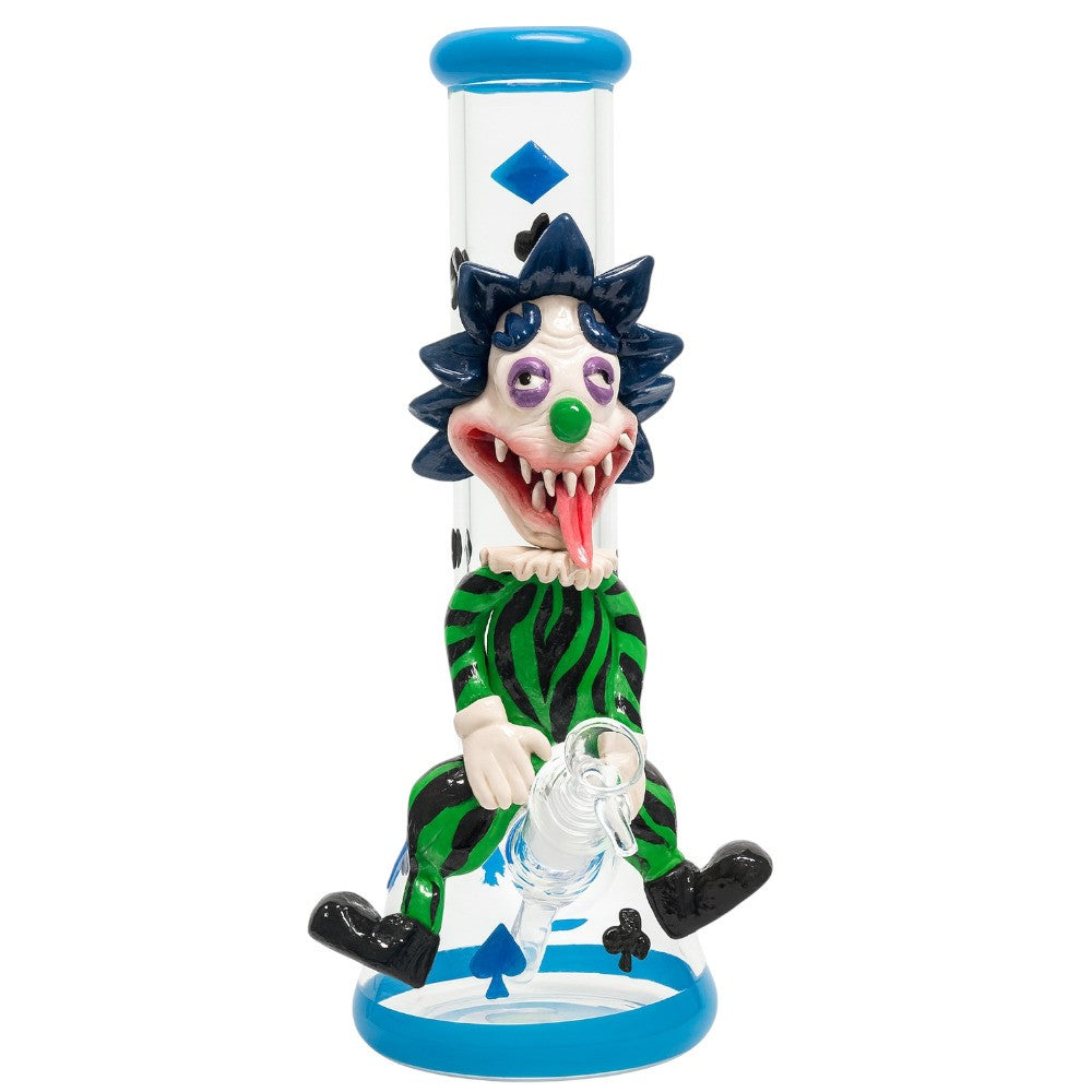 Crazy Clown Blue 3D Beaker Glass Bong