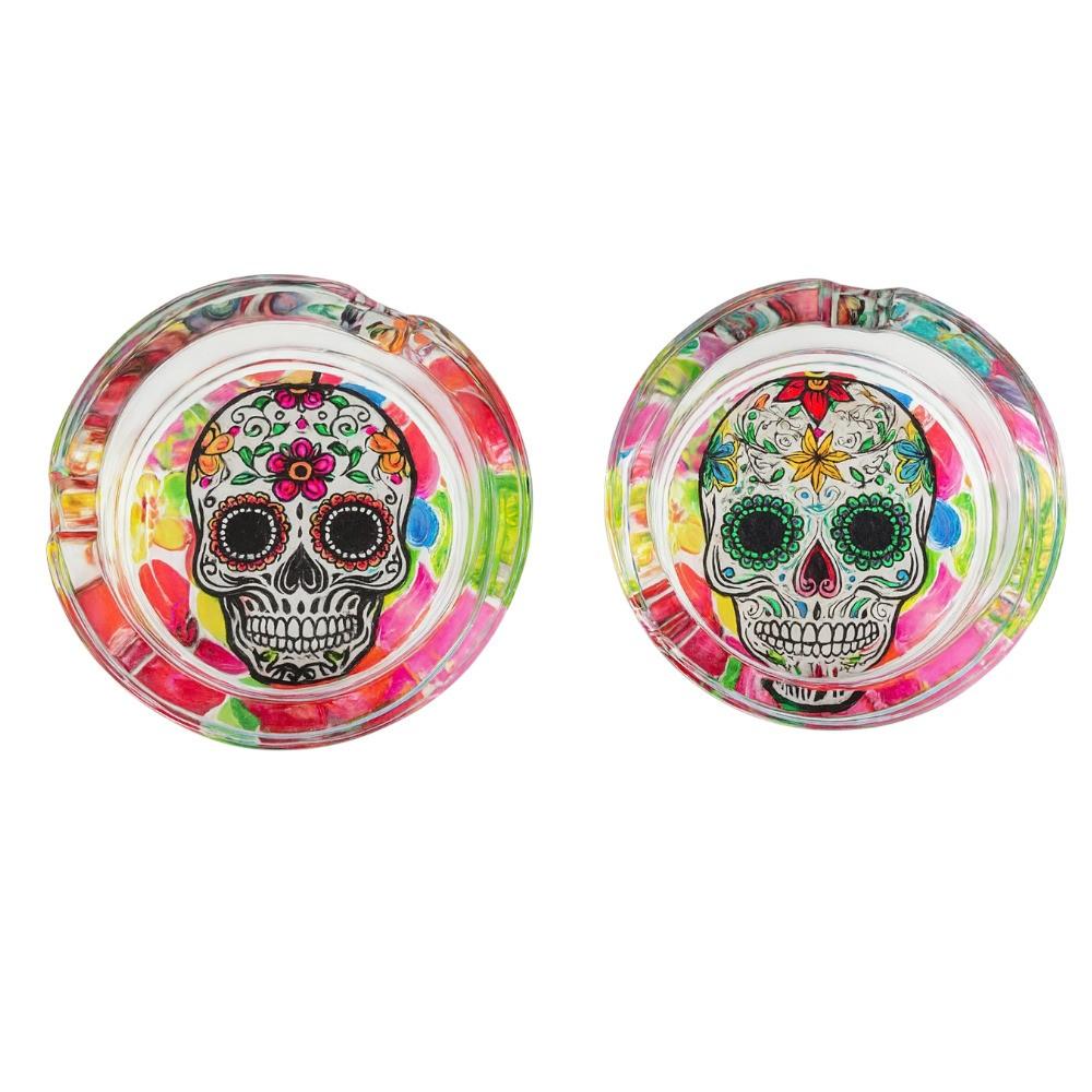 Colourful Skull Glass Ashtray