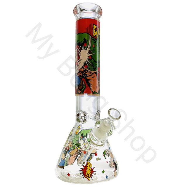 Popeye and The Hulk Beaker Glass Bong (36cm)