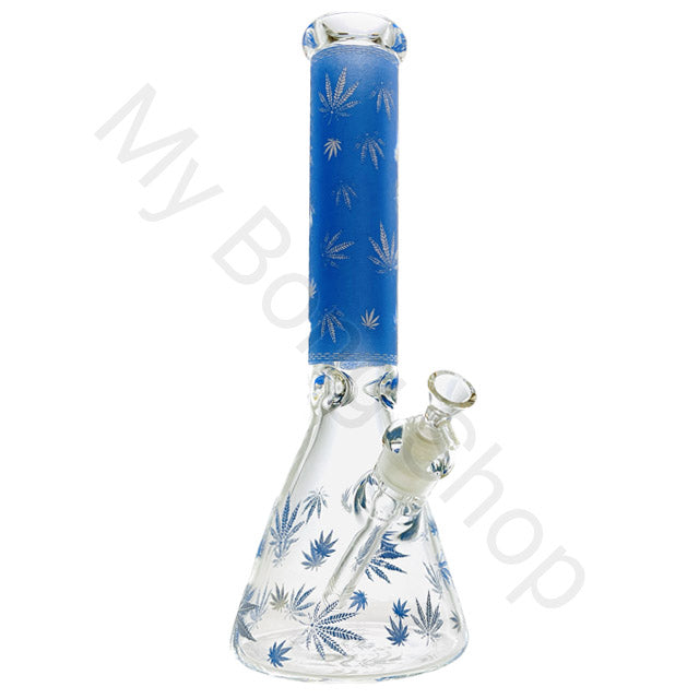 Leaf Design Glow in the Dark Beaker Glass Bong (36cm)