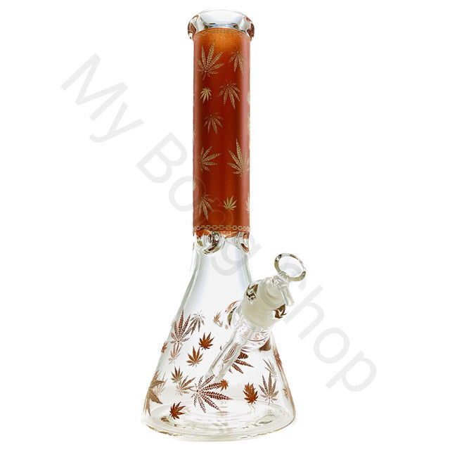 Leaf Design Glow in the Dark Beaker Glass Bong (36cm)