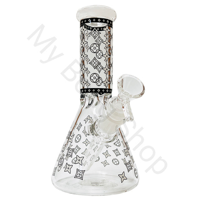 Glow in the Dark Beaker Glass Bong with Designs (20cm)-Fashion Design