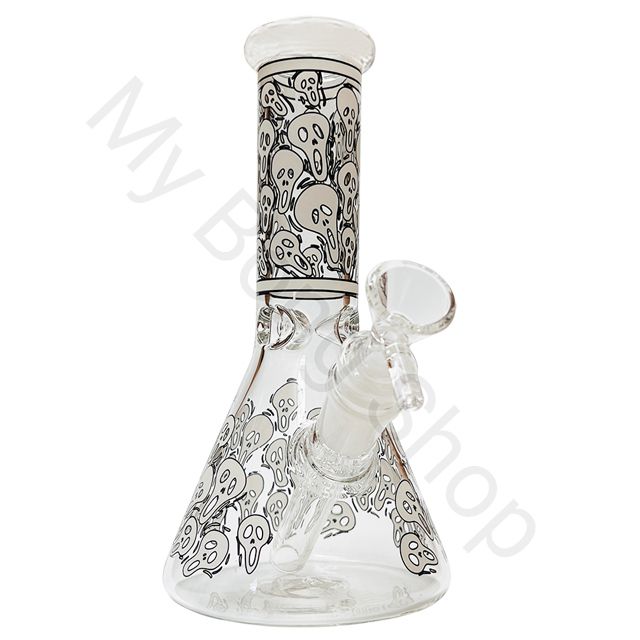 Glow in the Dark Small Beaker Glass Bong Skulls