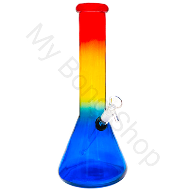 Large Rainbow Beaker Glass Bong-Red Yellow Blue