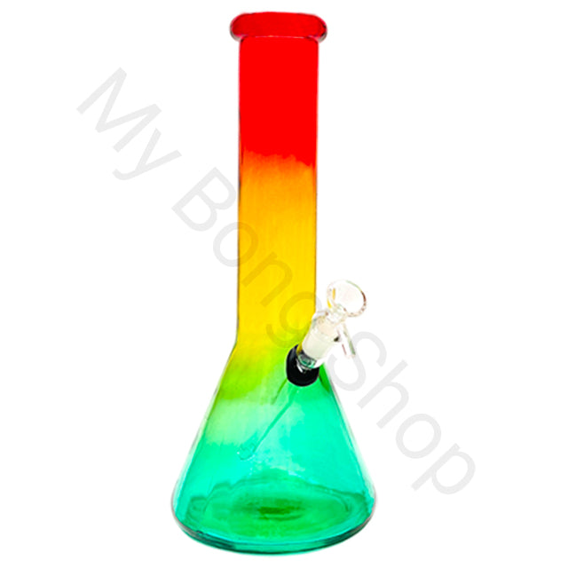 Large Rainbow Beaker Glass Bong-Red Yellow Green