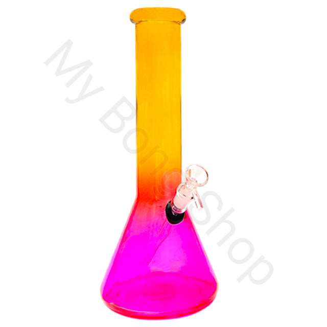 Large Rainbow Beaker Glass Bong-Yellow Red Pink