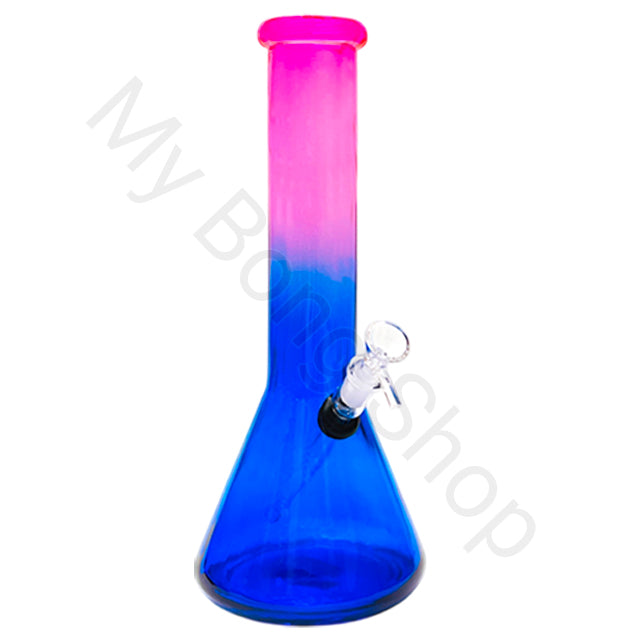 Large Rainbow Beaker Glass Bong-Pink Blue