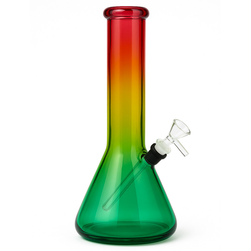 Large Red Yellow Green Beaker Glass Bong