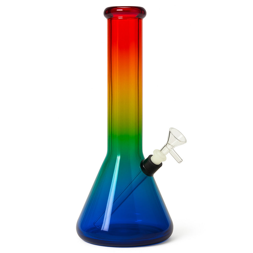 Large Red Yellow Green Blue Beaker Glass Bong