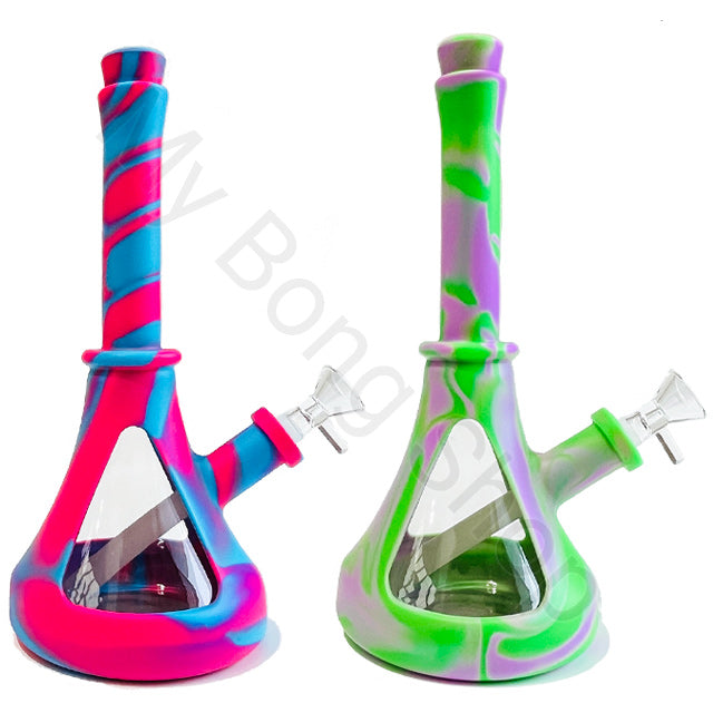 Colourful Silicone and Glass Beaker Bong (26cm)