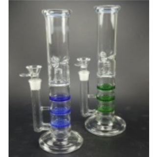 Straight Shooter Glass Bong with Triple Honeycombe Filter and Percolator (35cm)-Blue