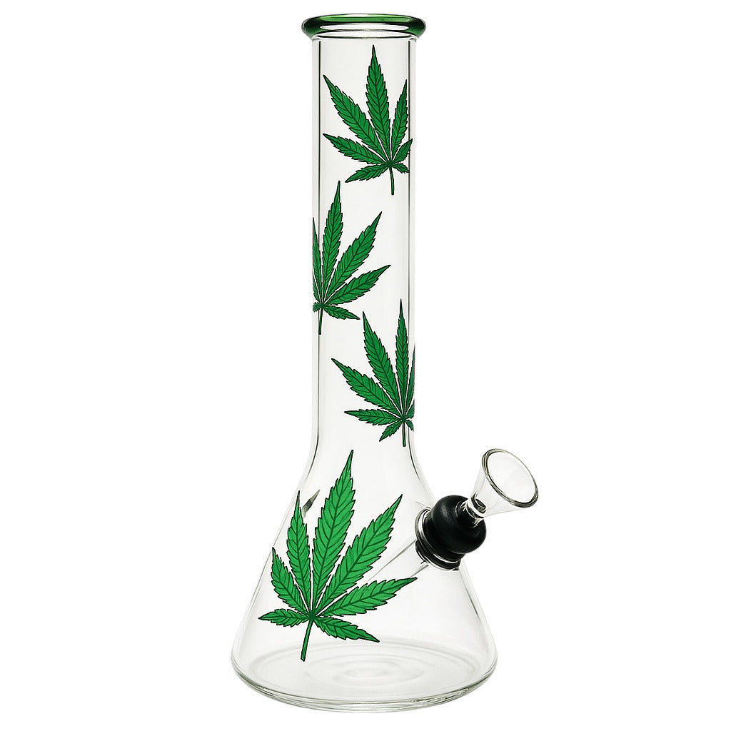 Leaf Design Small Beaker Glass Bong