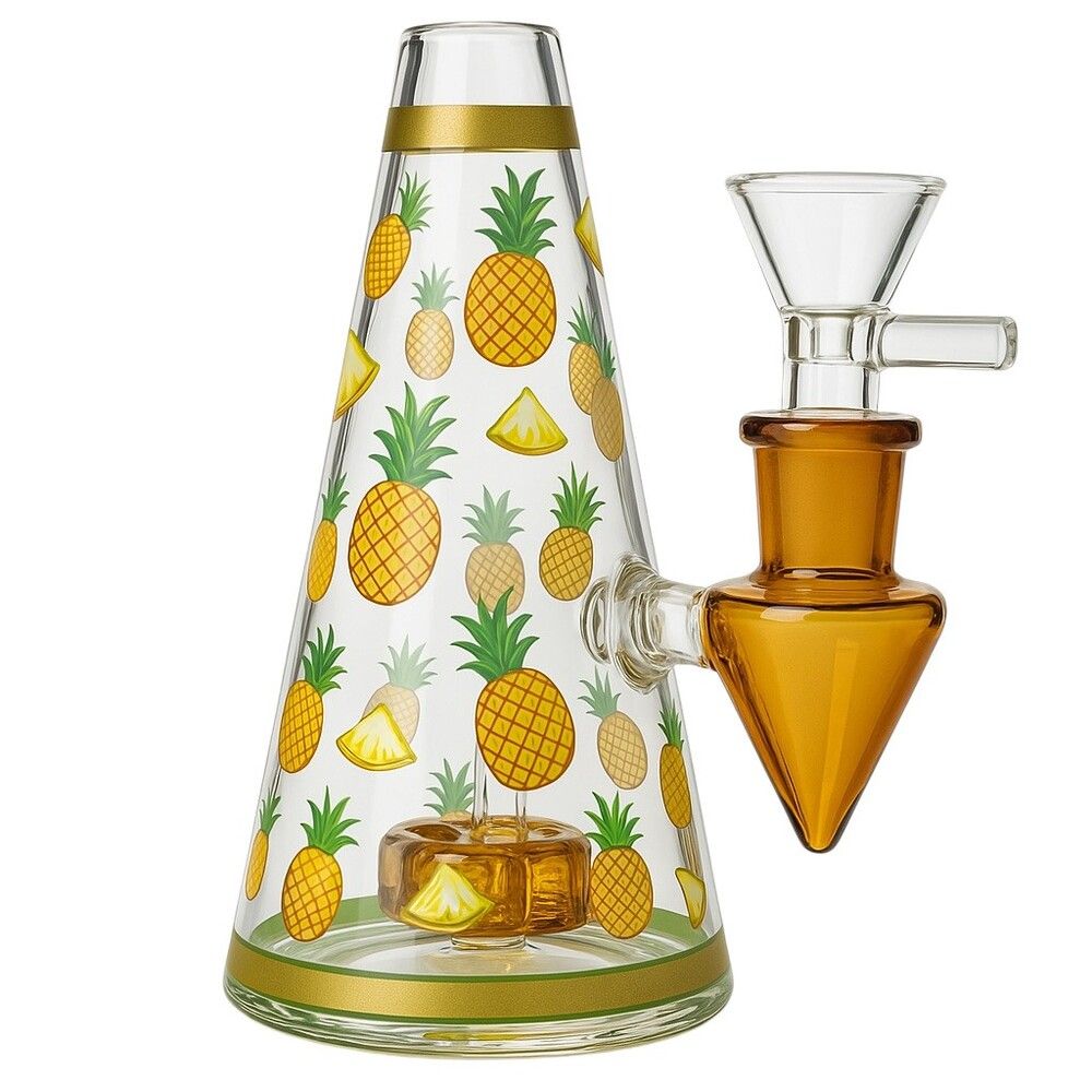 Cone Shape Glass Bong with Pineapple Design