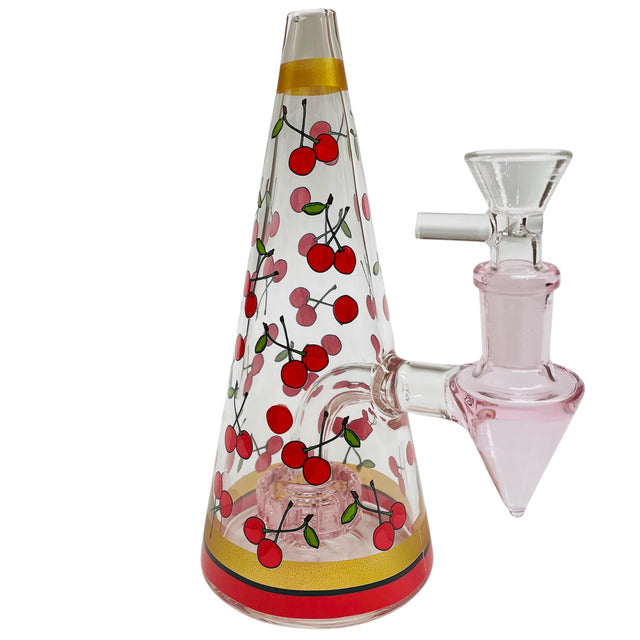 Cone Shape Glass Bong with Cherry Design