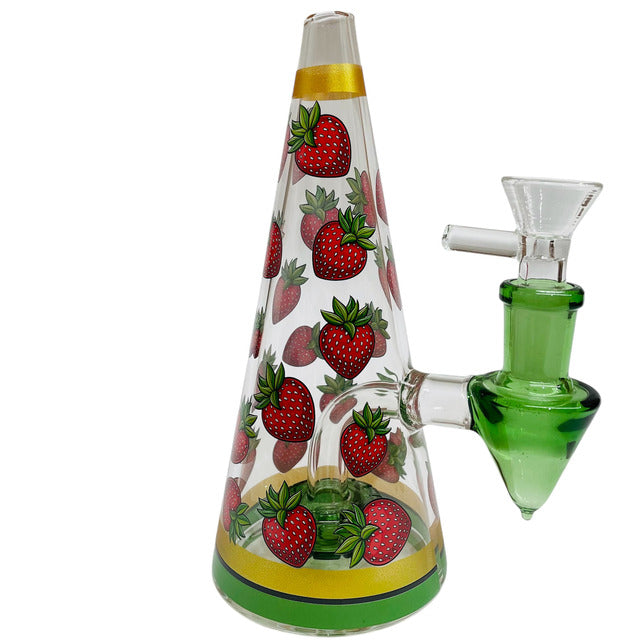 Cone Shape Glass Bong with Strawberry Design