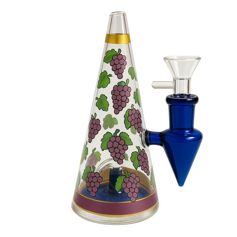 Cone Shape Glass Bong with Grape Design