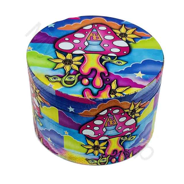 Metal Grinder with Groovy Designs (4 piece)-Crazy Mushrooms