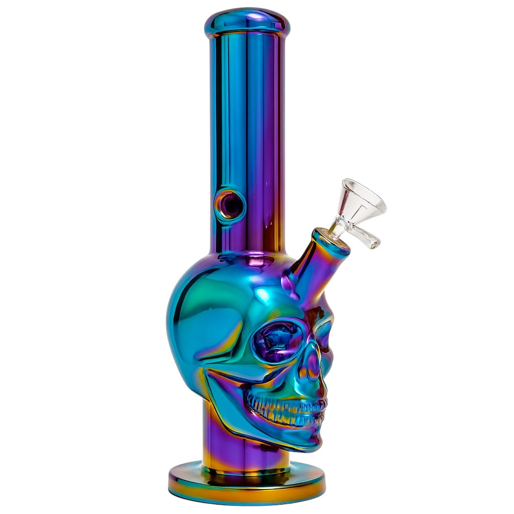 Premium Rainbow Skull Glass Bong with Ice Catcher