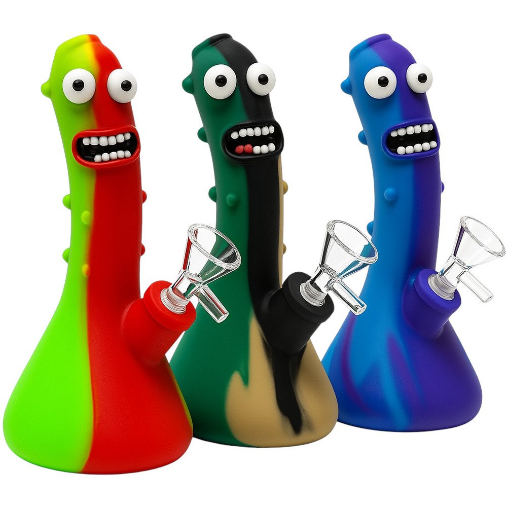 Mr Pickle Mini Glass and Rubber Bong (16.5cm)