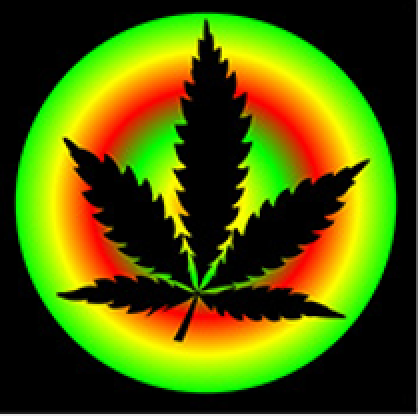 Small Glass Bong with Glass Stem/Cone-Rainbow Leaf