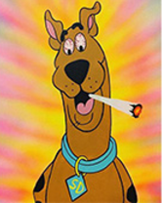 Medium Glass Bong with Glass Stem/Cone-Scooby