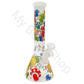 Colourful Mushrooms Beaker Glass Bong (26cm)