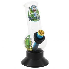 Extra Small Glass Bong with Rubber Base Wacked Out Rick (15cm)
