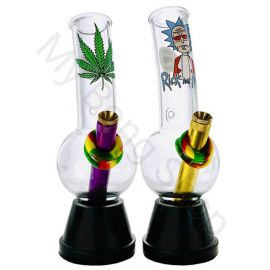 Small Colourful Glass Bong with Rubber Base (20cm)