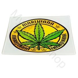 Small Glass Rolling Tray Green Leaf