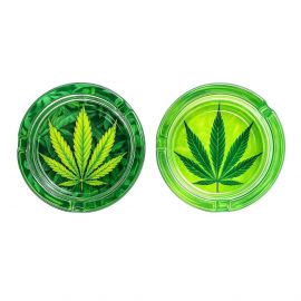 Green Leaf Glass Ashtray