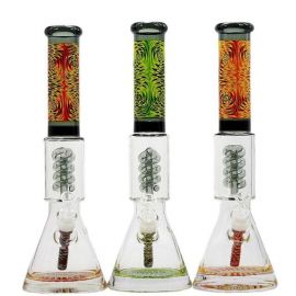 Tribal Design Beaker Glass Bong with Percolator (41cm)