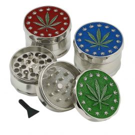 Metal Grinder with Leaf Designs (3 piece)