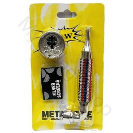 Metal Smoking Pipe and Mini Metal Grinder Set