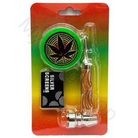 Metal Smoking Pipe and Mini Plastic Grinder Set
