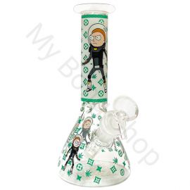 Rick and Morty Small Beaker Glass Bong Green