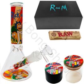 Rick and Morty Glass Beaker Bong and Grinder Gift Set Orange