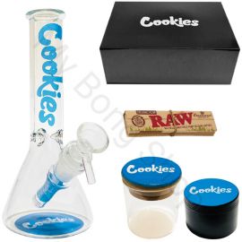 Glass Beaker Bong and Grinder Gift Set Cookies