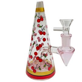 Cone Shape Glass Bong with Cherry Design