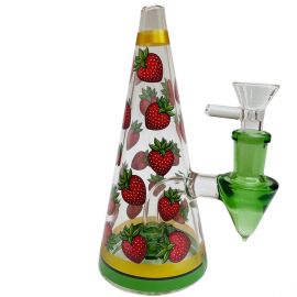 Cone Shape Glass Bong with Strawberry Design
