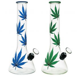 Leaf Design Small Beaker Glass Bong